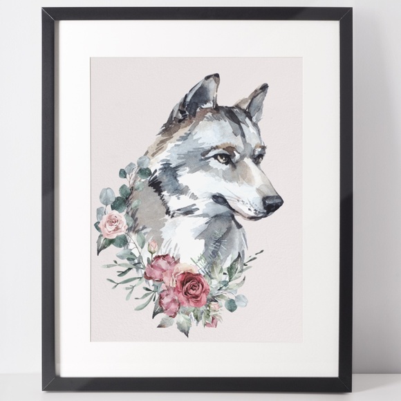 Wall Art Watercolor Wolf Portrait Illustration Print Poster Unframed - Picture 6 of 17